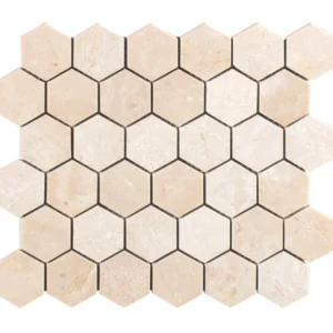 CREMA MARFIL HEXAGON Marmuro Marmuras — natūralus akmuo
