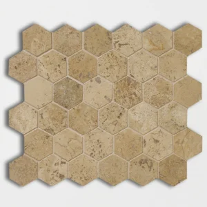 WALNUT NOCE travertino matinė Hexagon Travertinas — natūralus akmuo